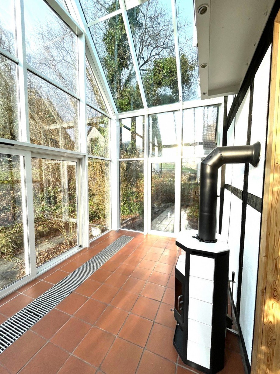 Wintergarten mit Kaminofen Einfamilienhaus Wuppertal