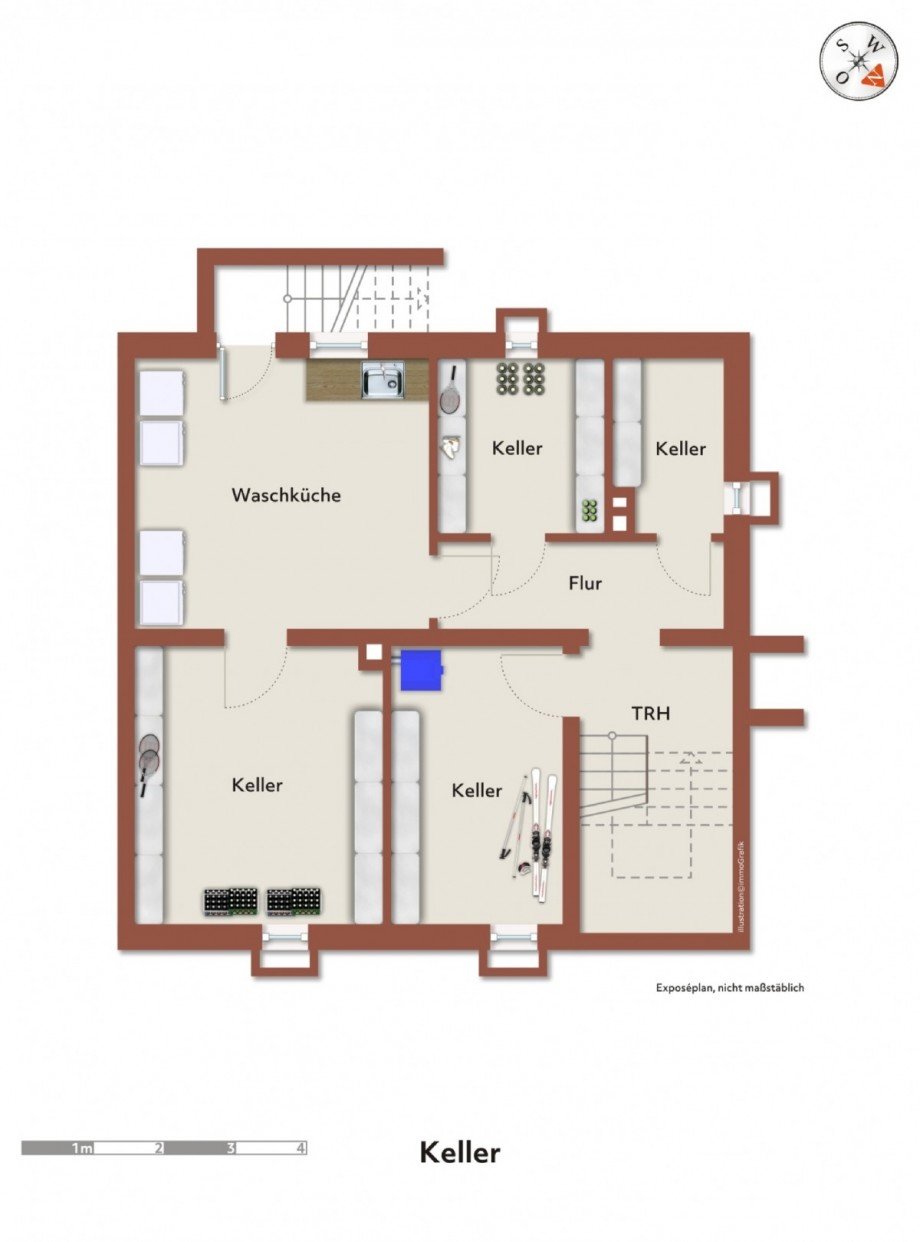 Grundriss Keller Doppelhaush�lfte Hattingen