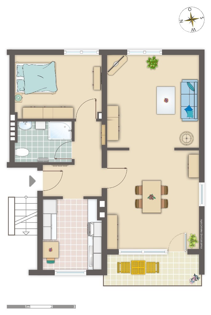 Grundriss Erdgeschoss rechts Erdgeschosswohnung Hattingen