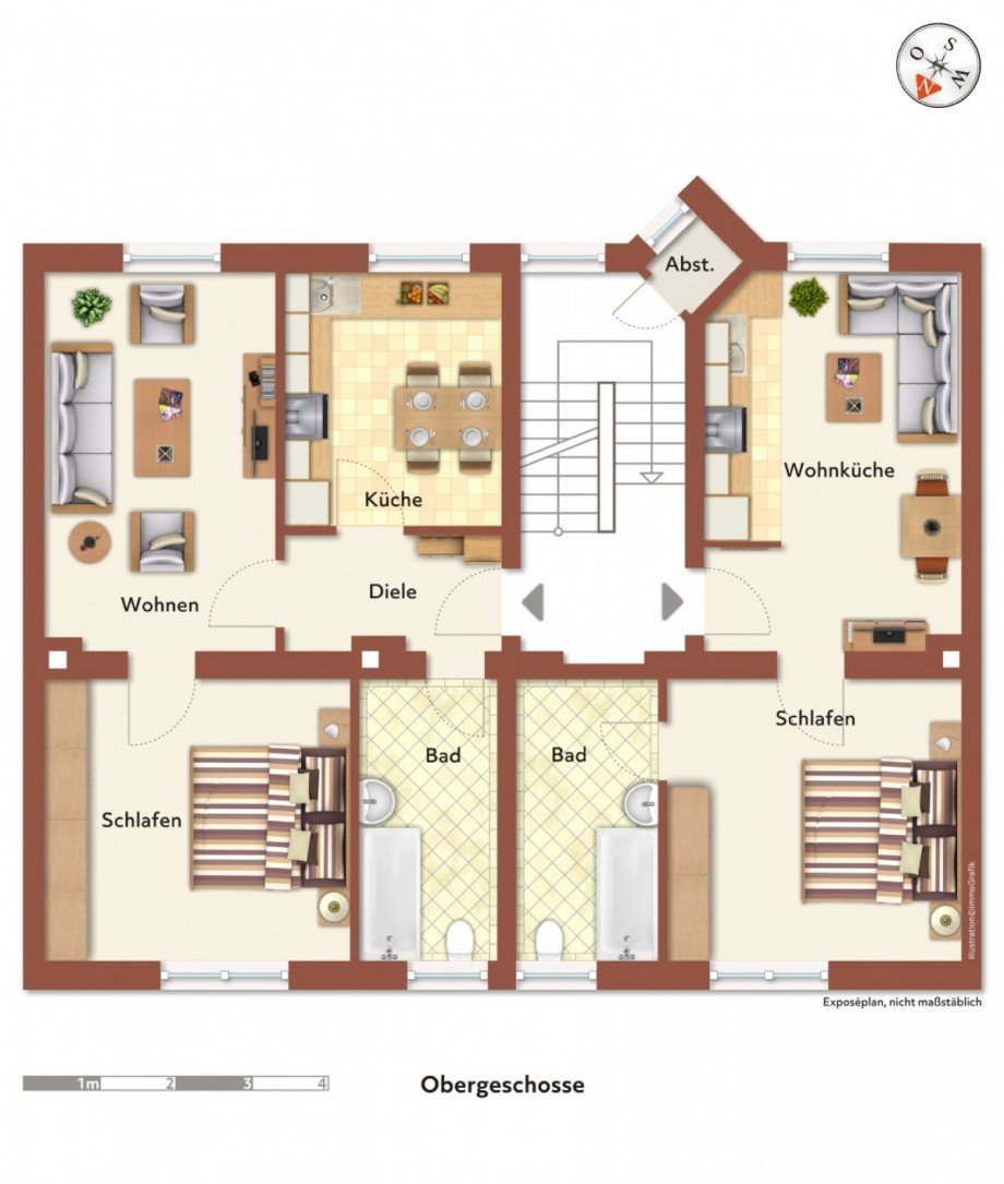 Grundriss Obergeschosse Mehrfamilienhaus Bochum