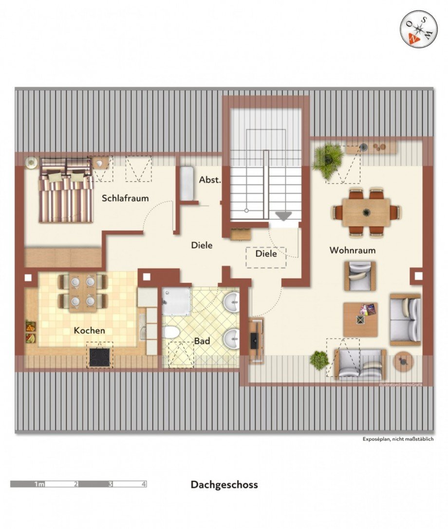 Grundriss Dachgeschoss Mehrfamilienhaus Bochum