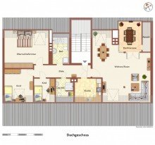 Wohnungsgrundriss �ber den D�chern von Hattingen mit Dachterrasse und besten Aussichten. Die XL-Wohnung zum xs-Preis!