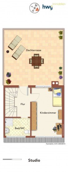 Dachstudio Attraktives Raumwunder mit Balkon, Dachterrasse und Garten