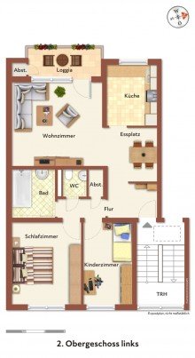 Wohnungsgrundriss Dreizimmerwohnung in Hattingen, modern  und  lichthell - ein sch�nes Zuhause!