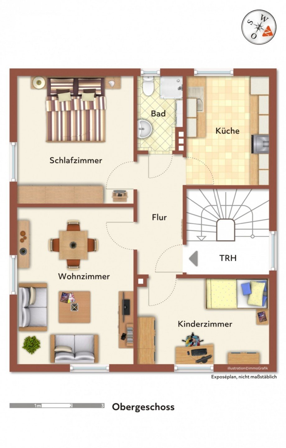 Wohnungsgrundriss Obergeschoss Zweifamilienhaus Hattingen