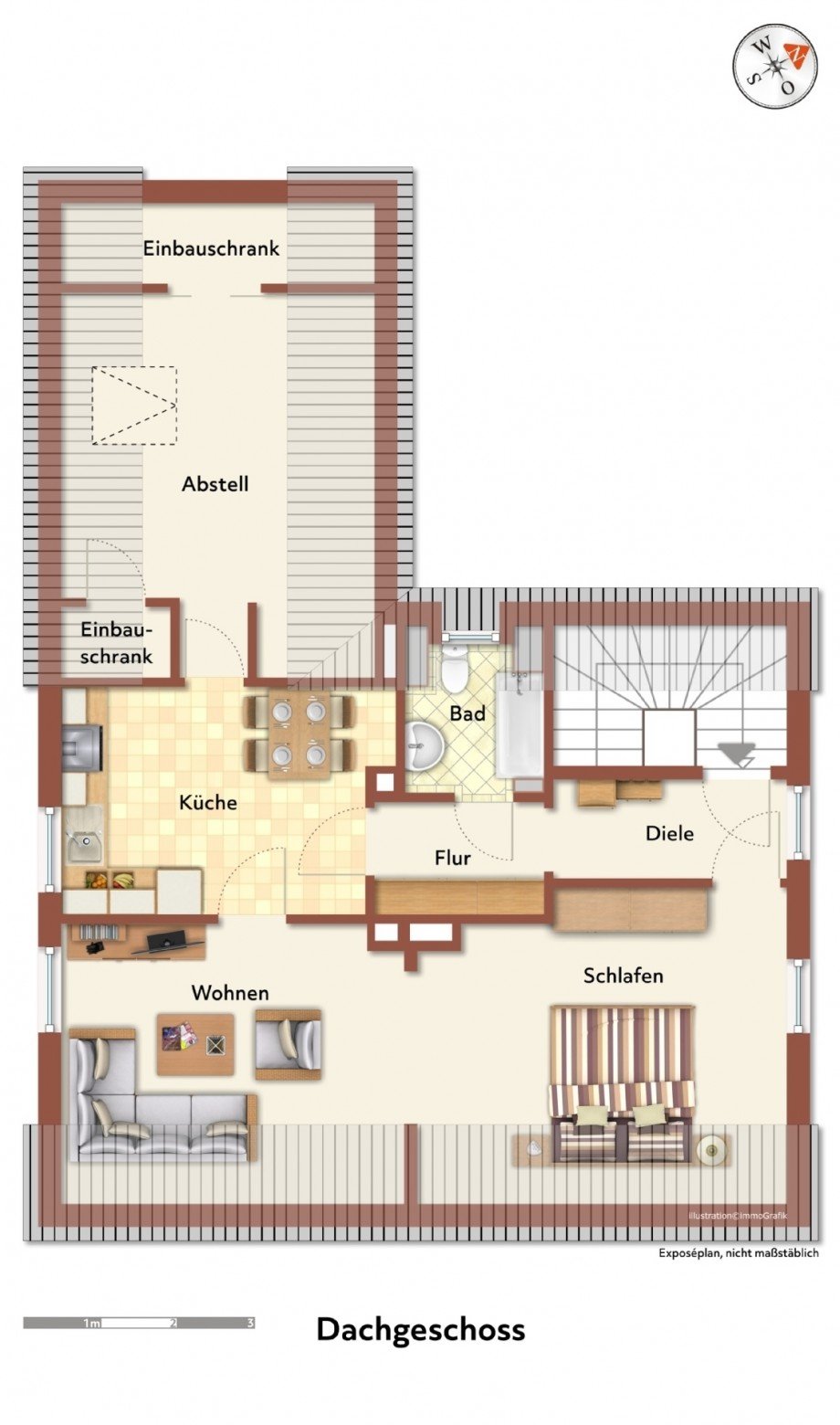 Grundriss Dachgeschoss Mehrfamilienhaus Bochum