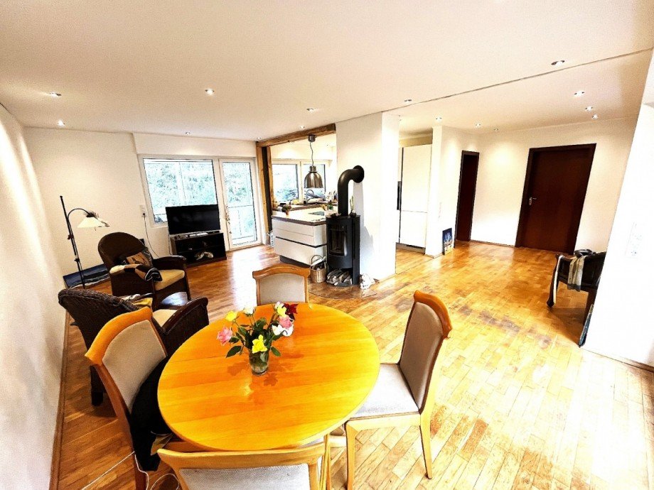 Wohnzimmer EG mit Kaminofen Zweifamilienhaus Wuppertal