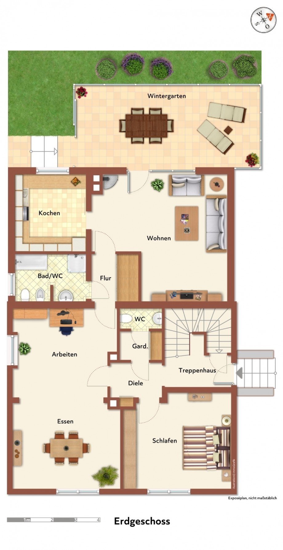 Grundriss Erdgeschoss Mehrfamilienhaus Bochum